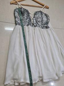 Sequined Skater White Dress