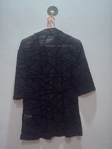 Sheer Black Geometric Print Top
