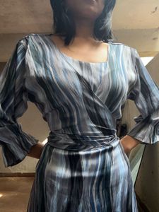 Elegant Striped Wrap Dress