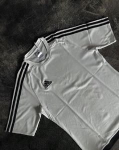 Adidas White T-Shirt with Black Stripes