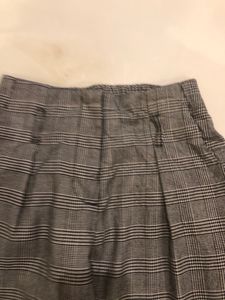 High-Waisted Plaid Trousers