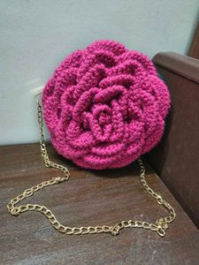 Chunky Crochet Rose Clutch Bag