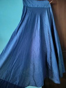 Blue A-Line Midi Skirt