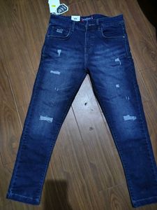 Stylish Blue Distressed Denim Jeans