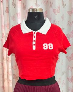 H&amp;M Polo Neck Crop Shirt
