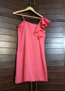 Vero Moda Pink Ruffle One-Shoulder Dress