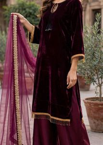 Elegant Velvet Kurti Set with Dupatta