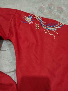 Red Dragon Embroidered Kimono