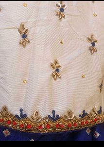 bust 38 Elegant Blue &amp; White Embroidered Kurta Set