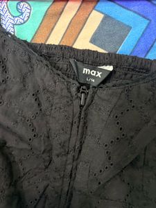 MAX - Stylish Black Eyelet Crop Top