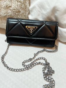 Prada Quilted Black Chain Wallet