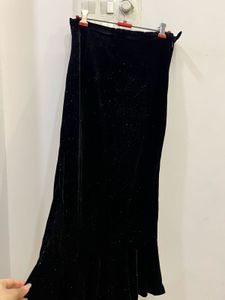 Black Velvet Ruffle Skirt