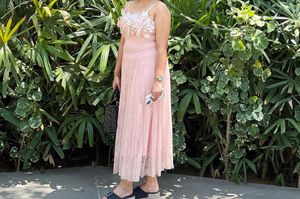 Elegant Pink Lace Party Dress