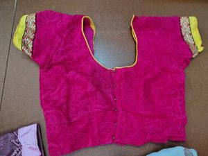 Vibrant Pink Rose Pattern Blouse