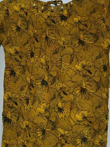 Yellow Floral Print Kurta Top