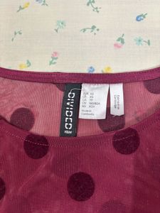 Maroon Polka Dot Long Sleeve Top