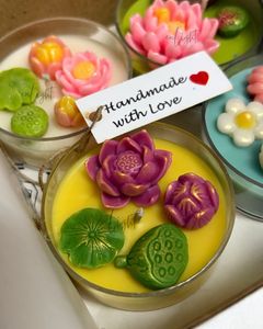 Handcrafted Lotus Scented Candles set of 4