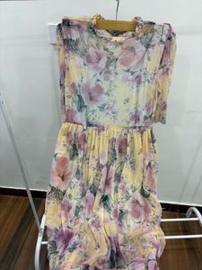 Sunshine Floral Printed Mesh Maxi Dress
