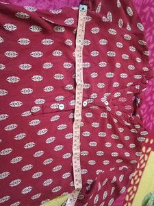Maroon Printed Kurta