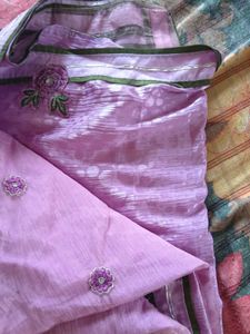 beautiful geograte and netted mix saree