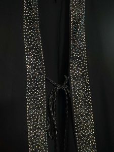 Elegant Black Abaya and Hijab with  Embellishments