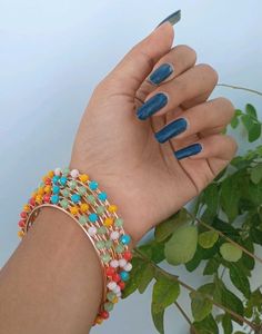Boho multicolour Beaded Bangle Set 4
