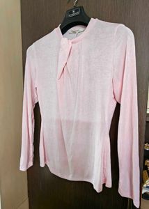 Chic Pink Long Sleeve Bow Top