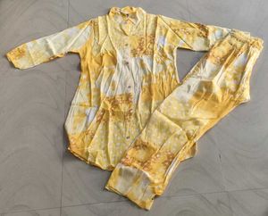 Yellow Printed Kurta Set