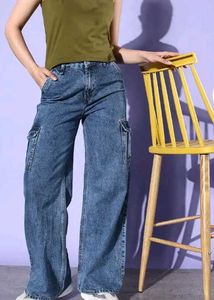 Stylish Blue Denim Cargo Pants