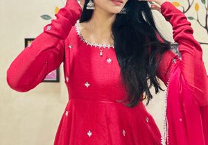 Red Anarkali Set