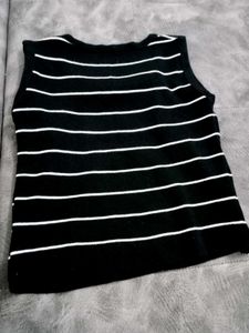 Classic Black & White Striped Sleeveless Top