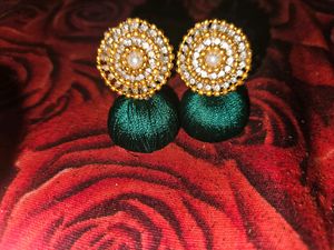 Green Silk Thread Earring