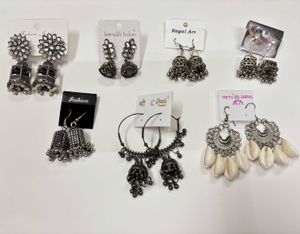 Oxidised Earrings set of 7 jhumkas