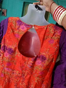 Floral Orange Anarkali Dress