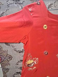 Red Embroidered Kurta dupatta of 2