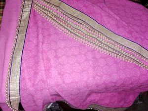 Elegant Pink Saree with Gold pearl Border✨💖💖💖💖