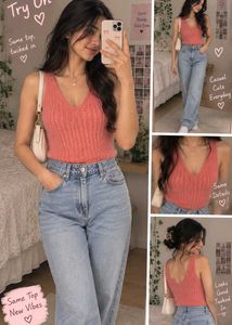 y2k cute Knit V-Neck top