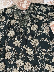 Embellished Floral Print Kurta