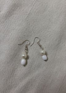 Pearl &amp; White Bead Drop Earrings