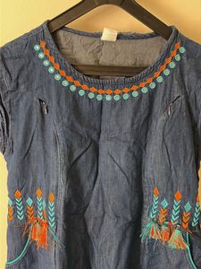 Embroidered Denim Kurta maternity wear/daily wear