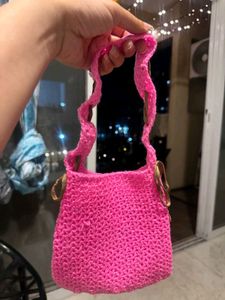 Chic Pink Crochet Handbag