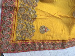 Elegant Yellow Embroidered Saree