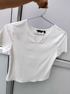 Ribbed Henley Crop Top