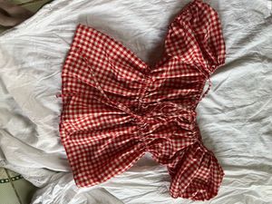 Red Gingham Puff Sleeve Top