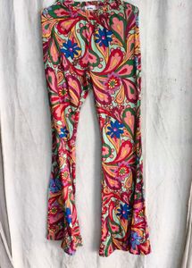 8229. Retro Floral Print Flared Pants