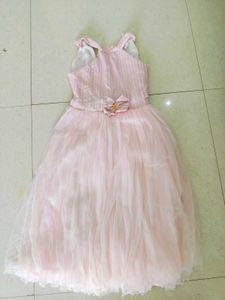 Girls Pink Party Wear Long Frock