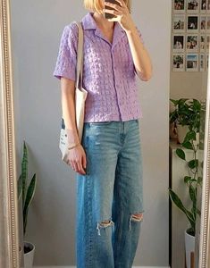 Lavender Textured Crop Shirt  💜💜