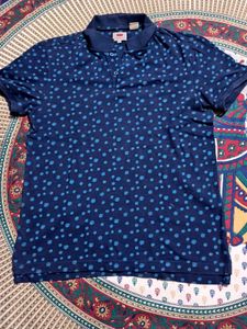 Levi's Navy Blue Polka Dot Polo Shirt for Men