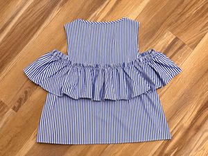Blue &amp; White Striped Cold Shoulder