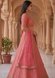 Pink Embroidered Lehenga Choli Set